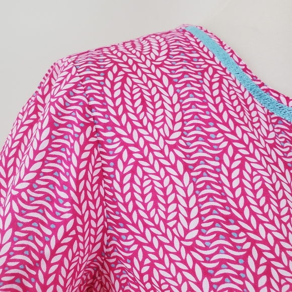 Talbots Embroidered Split Neck Tunic Top - Picture 8 of 11